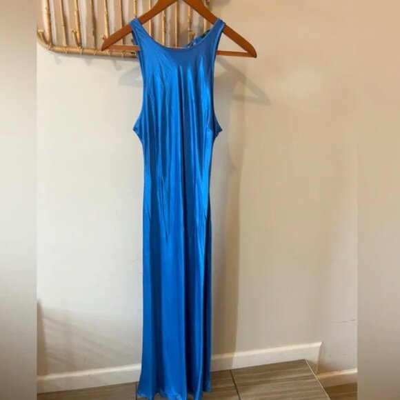 Rails Solene Dress Small Bright Blue Elegant Midi Satin Slip Dress Size Medium - Picture 7 of 10